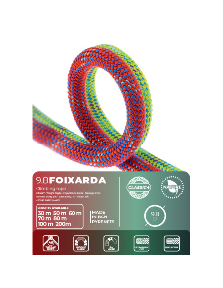Cuerda escalada simple 9.8mm 80m | Fixe FOIXARDA Green - Red